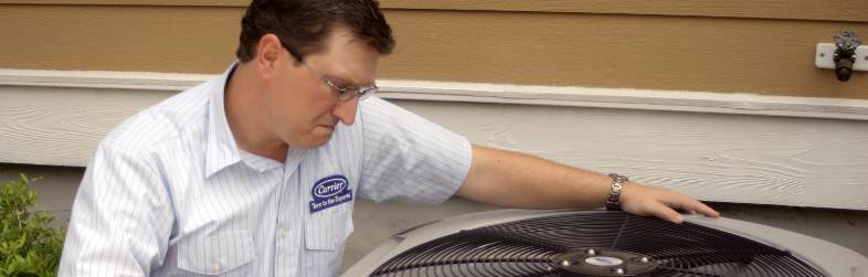 Carrier Tech Working On Ac Unit Carrier Tech Working On Ac Unit